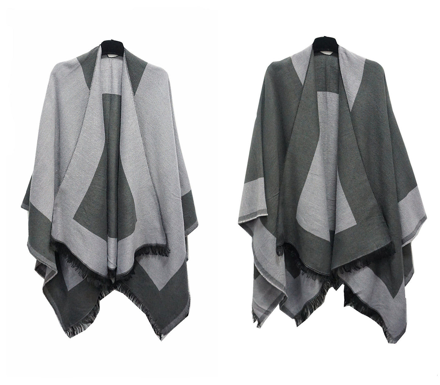 Reversible Open Poncho Cape