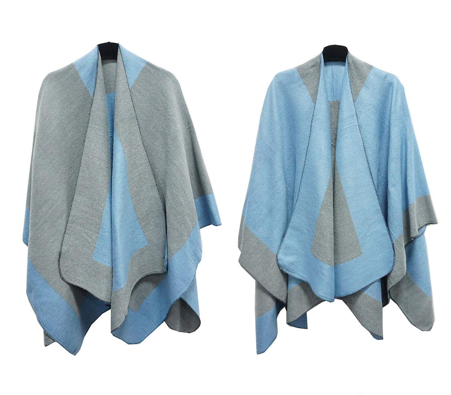 Reversible Open Poncho Cape