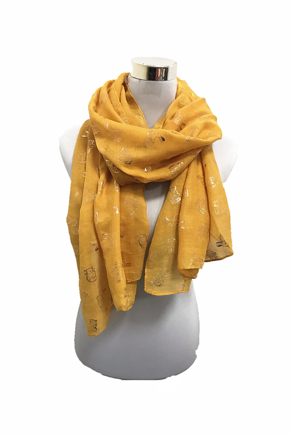 Foil Rose Gold Googly Rabbit Pattern Scarf
