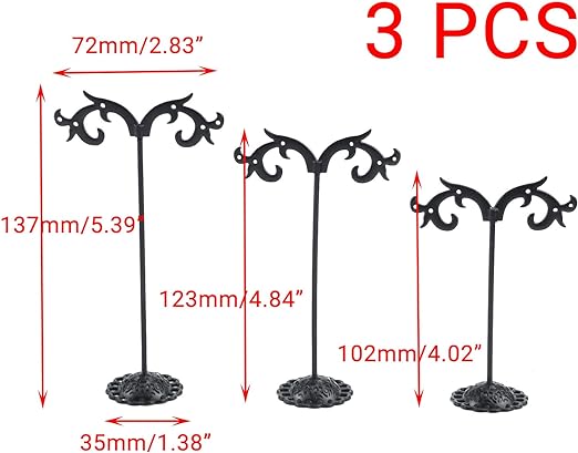 3pcs Set T bar Metal Earring Holder