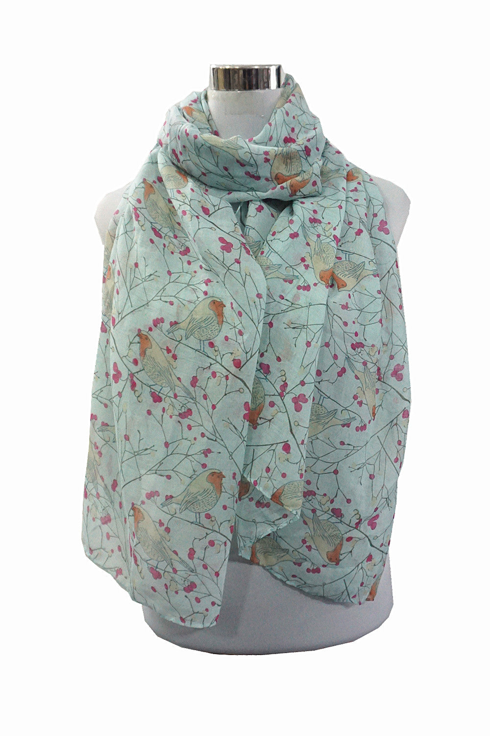 Robin with Tree Pattern Scarf