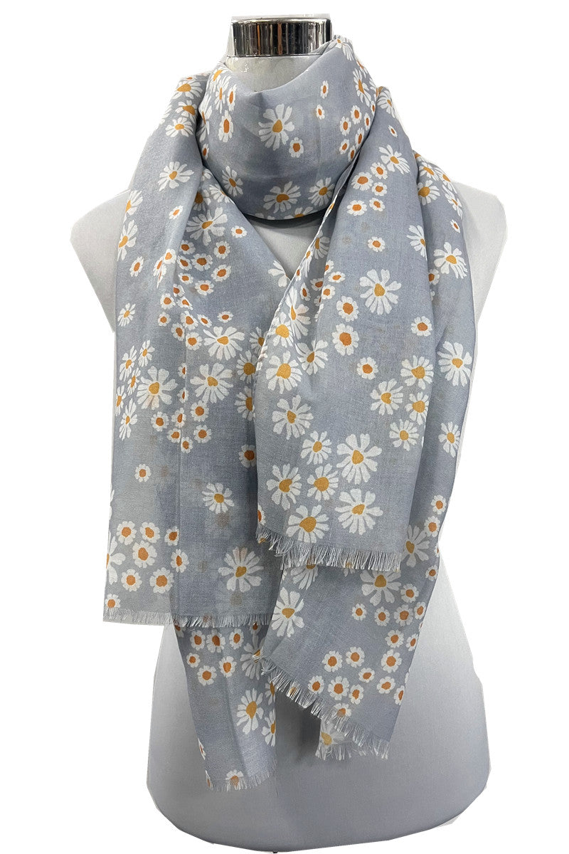 Yellow Small Daisy Flower Pattern Scarf Warp Stole