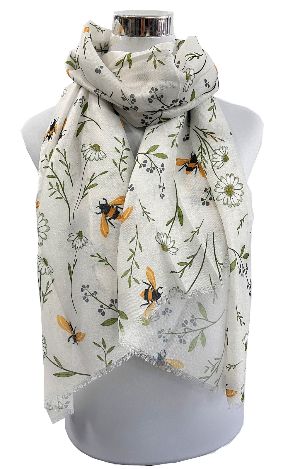 Yellow Bee Animal with Daisy Flower Pattern Scarf