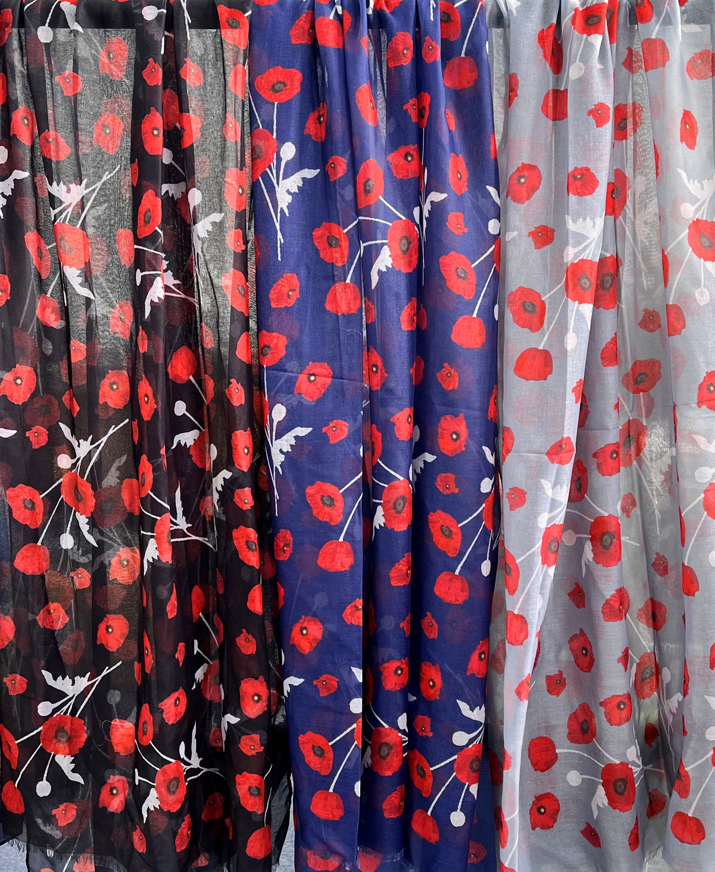 Super Soft Poppy Flower Print Pattern Scarf