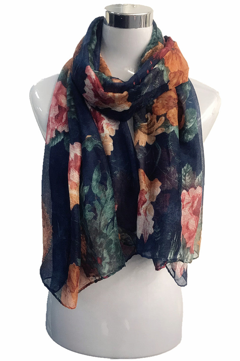 Vintage Rose Flower Pattern Scarf