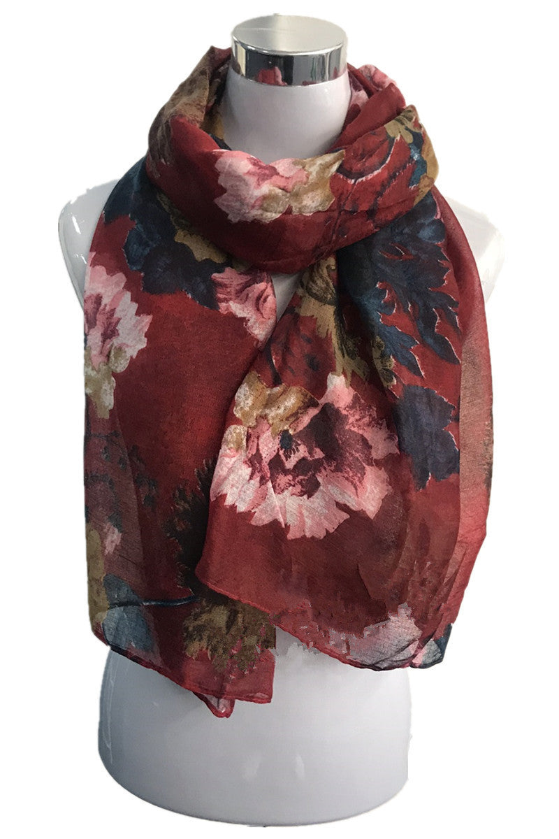 Vintage Rose Flower Pattern Scarf