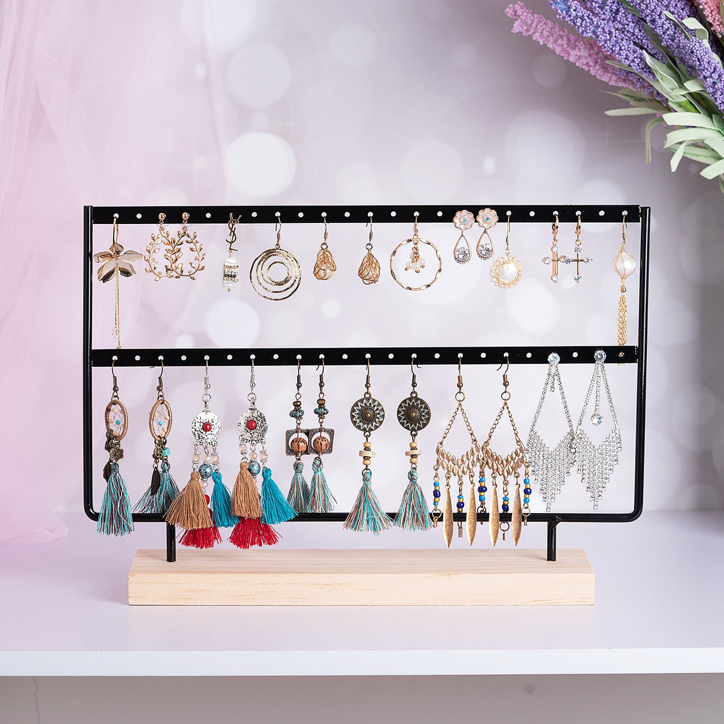 69/46 Holes Metal Wooden Earring Display Stand Rack Organiser Hanger