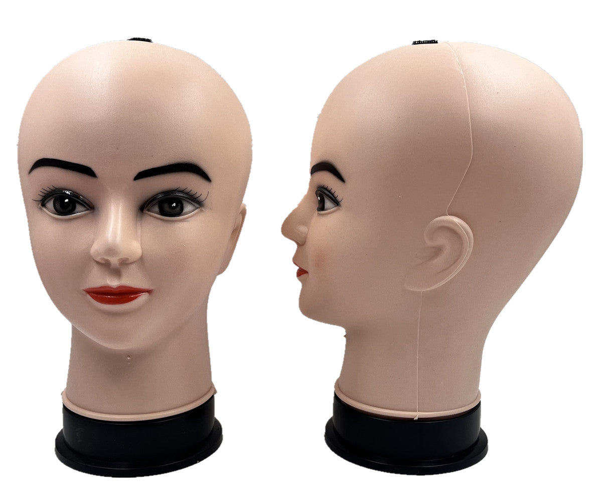 2pc DURABLE PLASTIC DUMMY FEMALE HEAD DISPLAY WIGS HATS