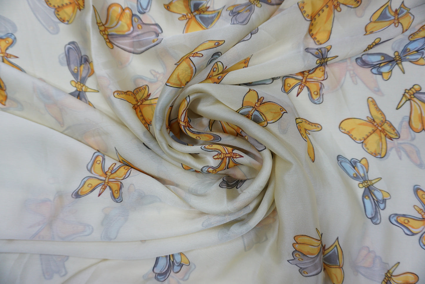 Silk Feel Scarf Butterfly Pattern