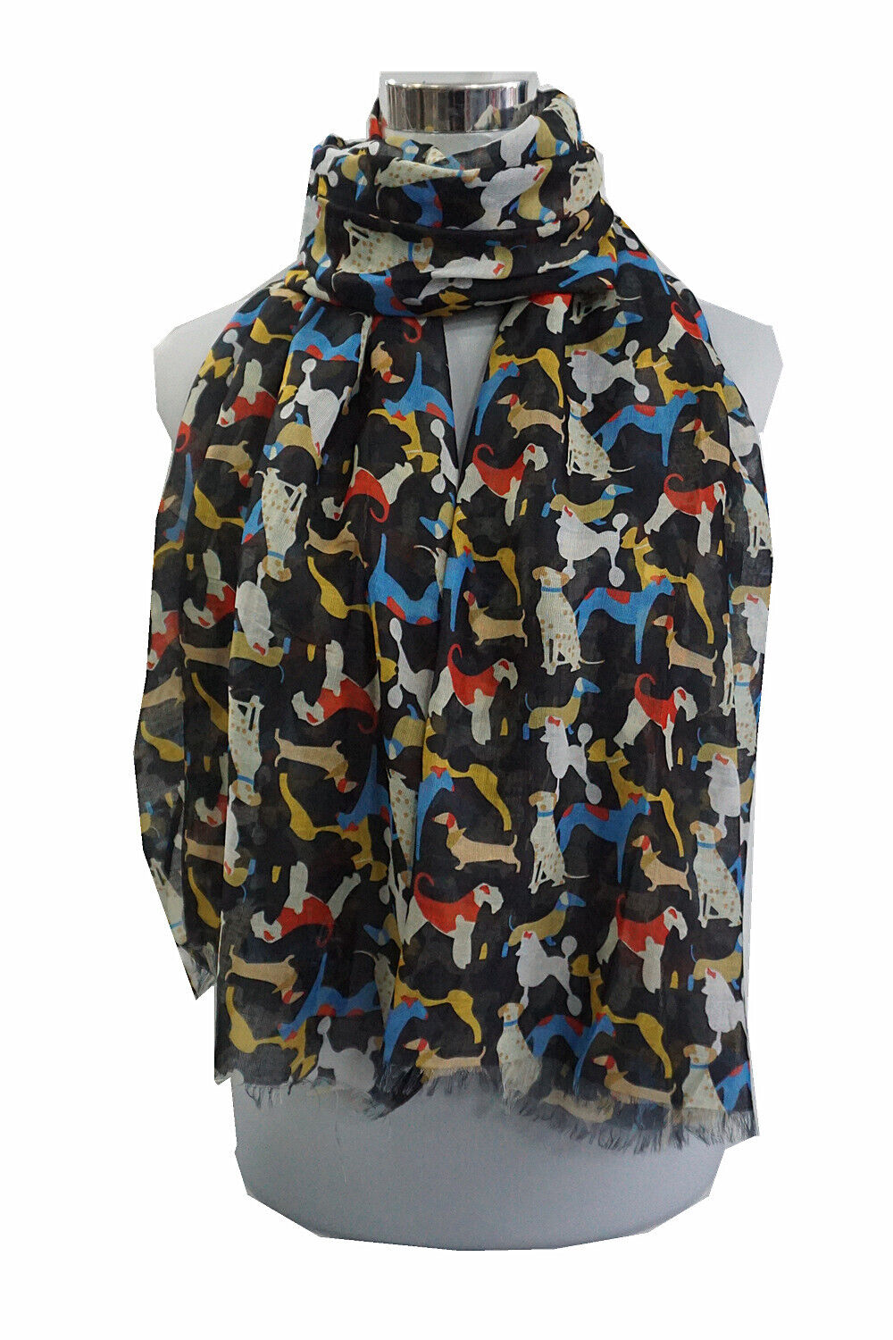 Super Soft Overlapping Dogs Multi Coloured Pattern Scarf