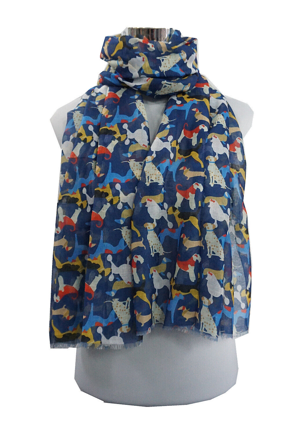 Super Soft Overlapping Dogs Multi Coloured Pattern Scarf