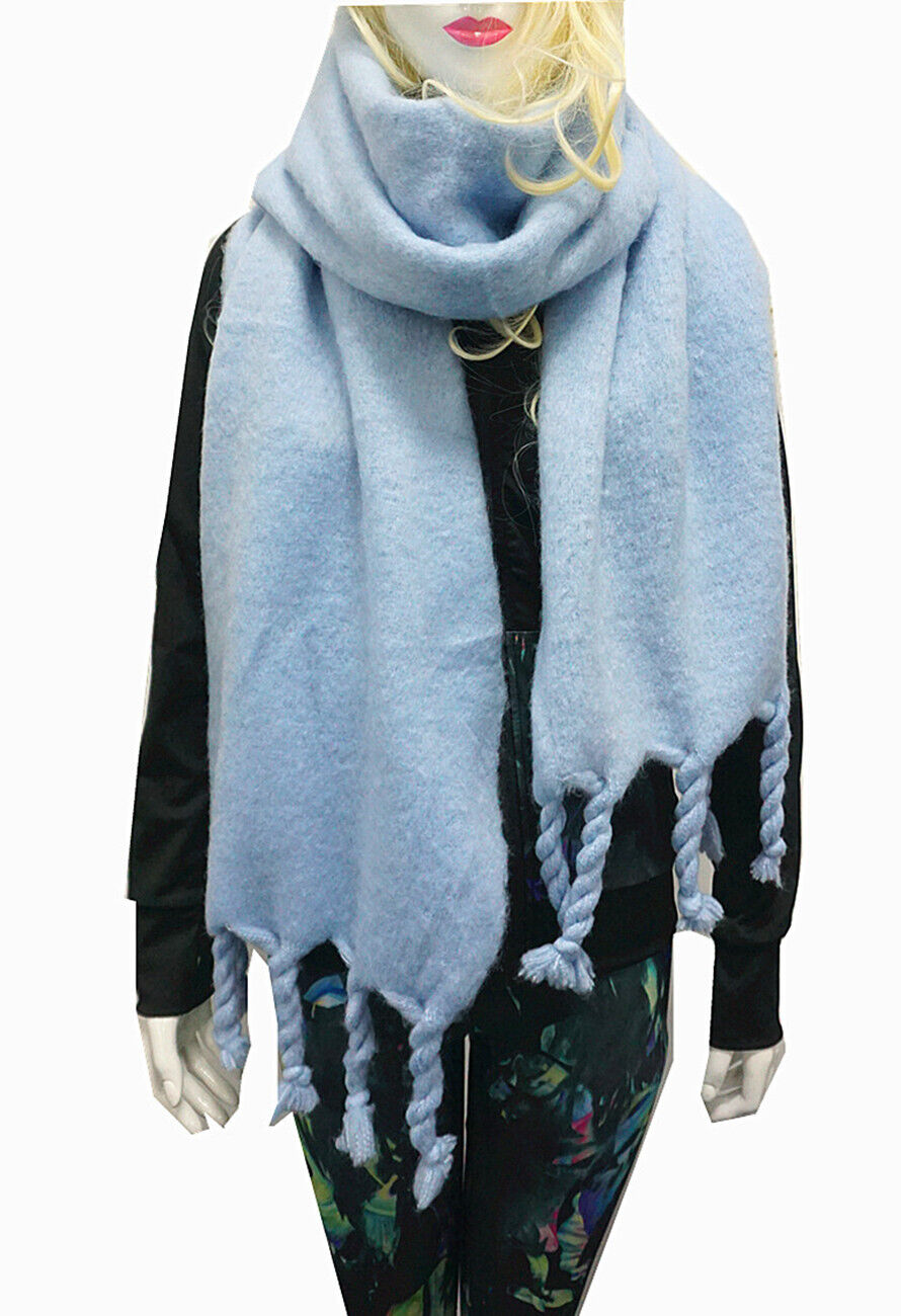 Fluffy Wool Shawl with Tassel