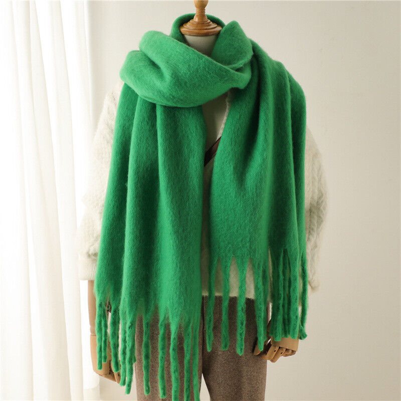 Fluffy Wool Shawl with Tassel