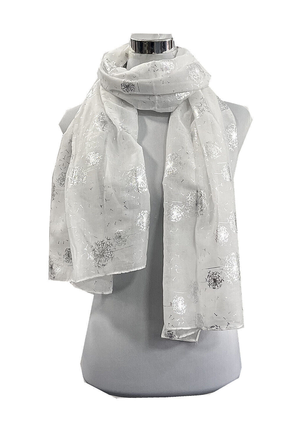 Silver Foil Dandelion Print Scarf