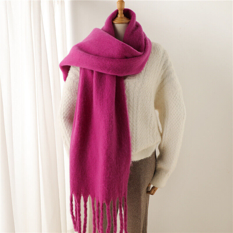 Fluffy Wool Shawl with Tassel