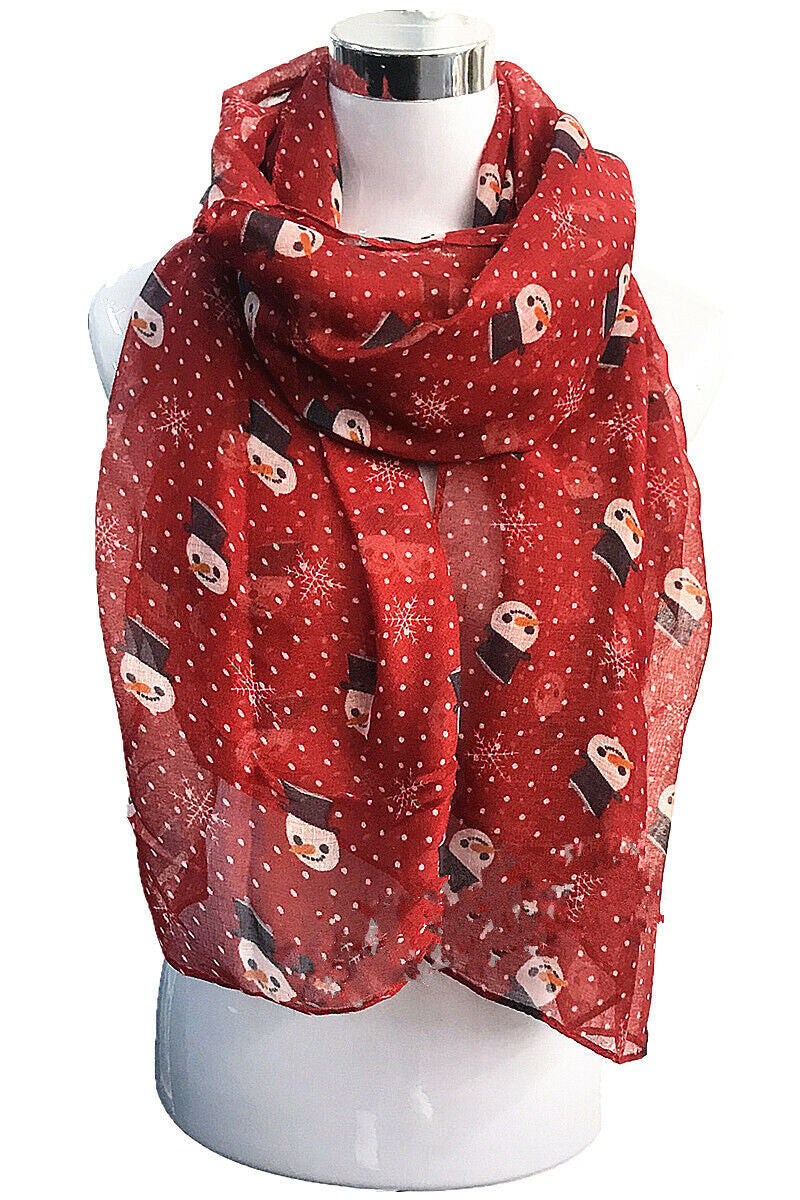 Christmas Scarf Cute Xmas Santa Snowman Print
