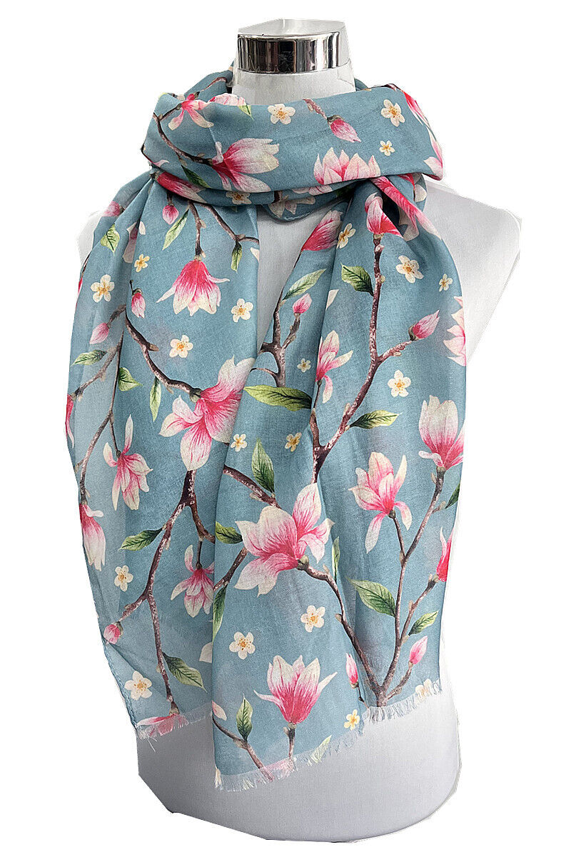 Super Soft Sparrow with Flower Pattern Tree Scarf