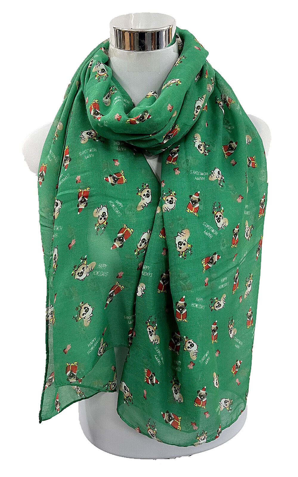 Christmas Scarf Cute Xmas Santa Snowman Print