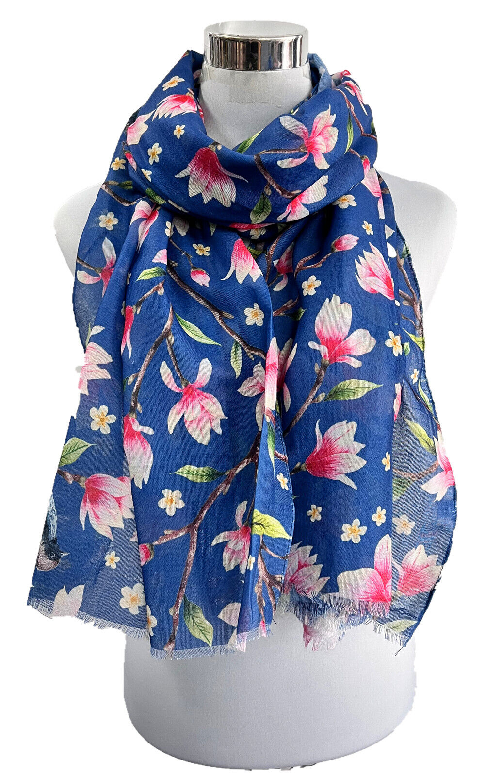 Super Soft Sparrow with Flower Pattern Tree Scarf