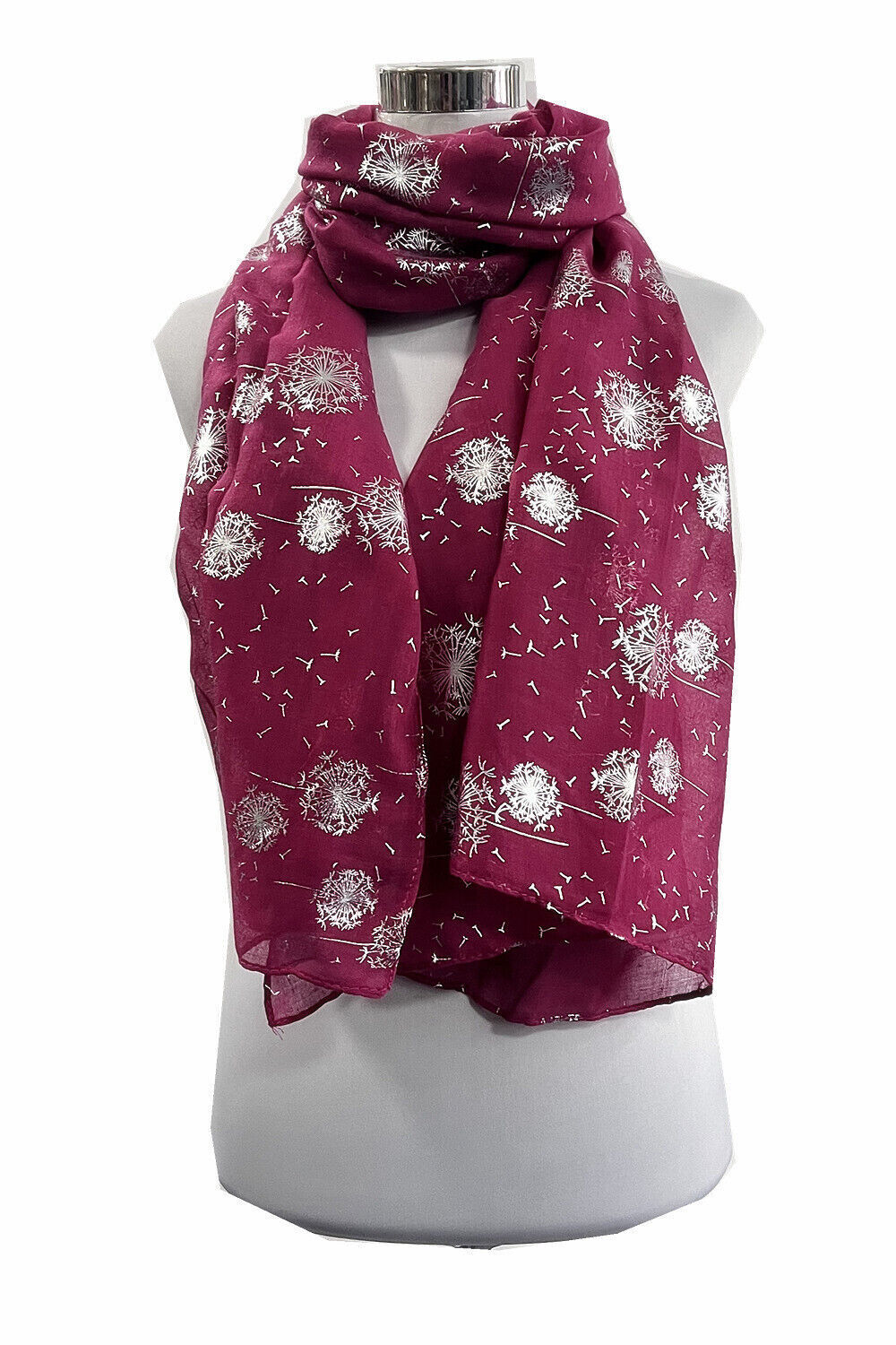 Silver Foil Dandelion Print Scarf