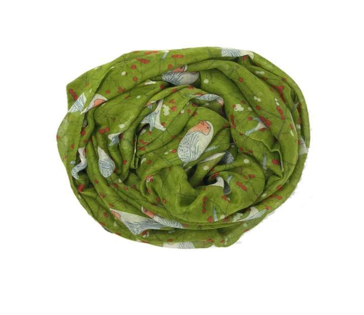Robin with Tree Pattern Scarf