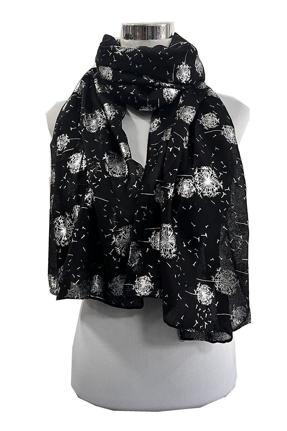 Silver Foil Dandelion Print Scarf