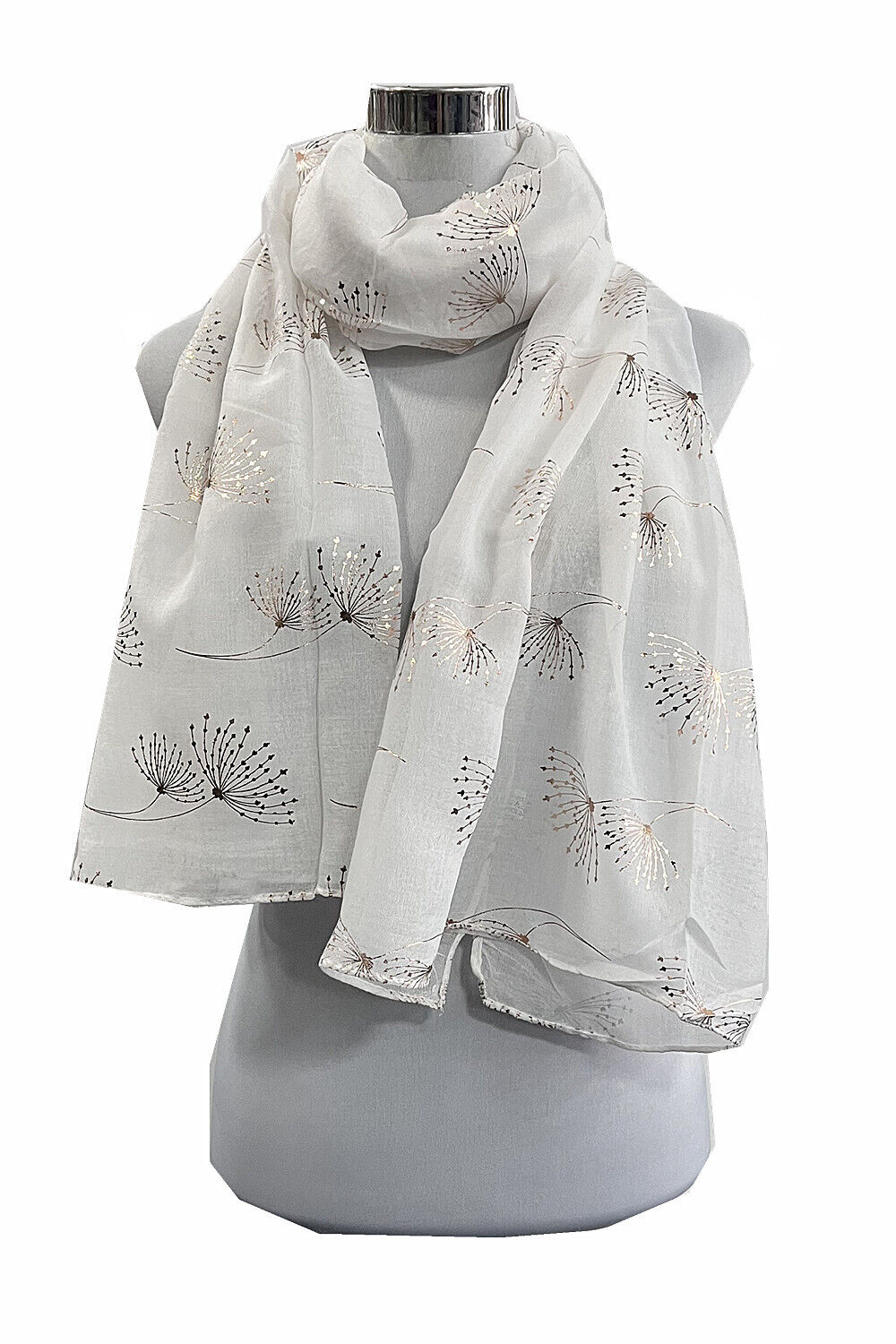 Foiled Rose Gold Dandelion Flower Print Scarf