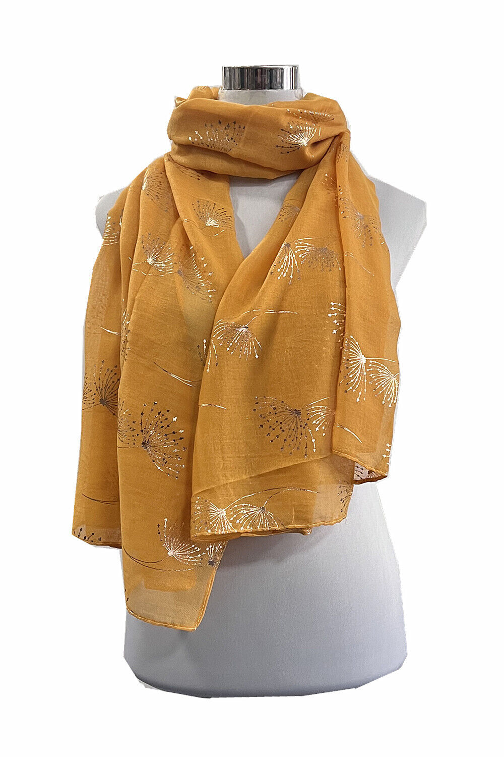 Foiled Rose Gold Dandelion Flower Print Scarf