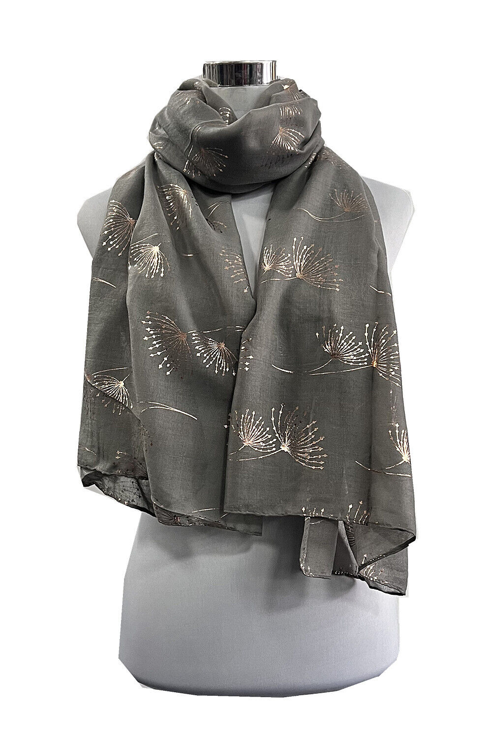 Foiled Rose Gold Dandelion Flower Print Scarf
