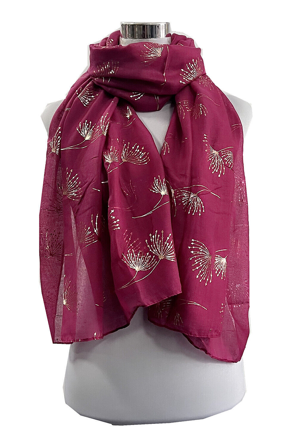 Foiled Rose Gold Dandelion Flower Print Scarf