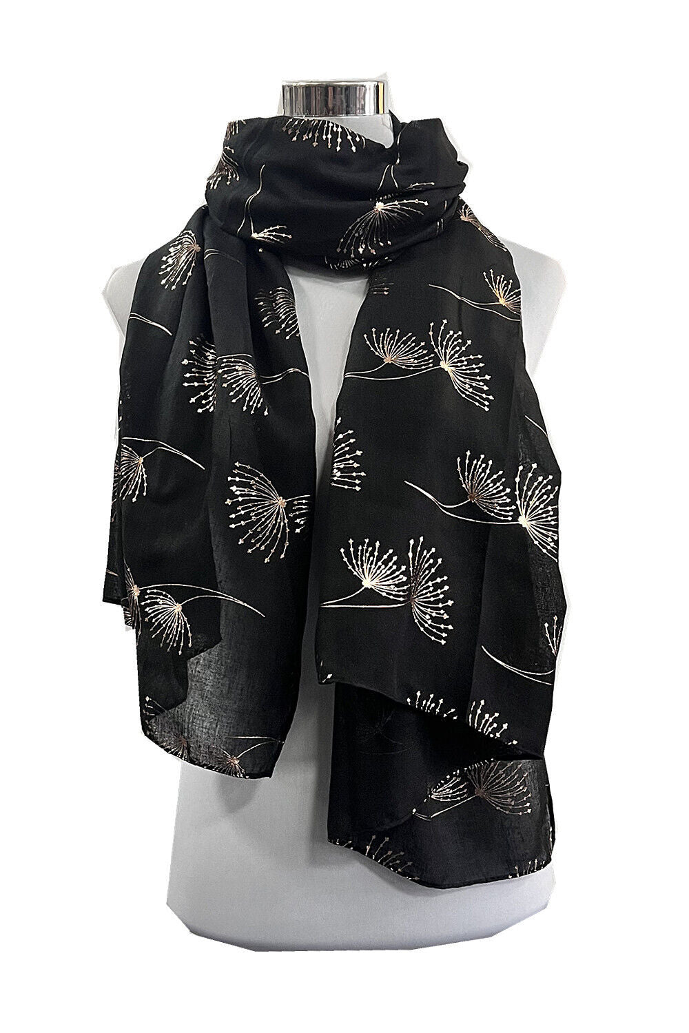 Foiled Rose Gold Dandelion Flower Print Scarf