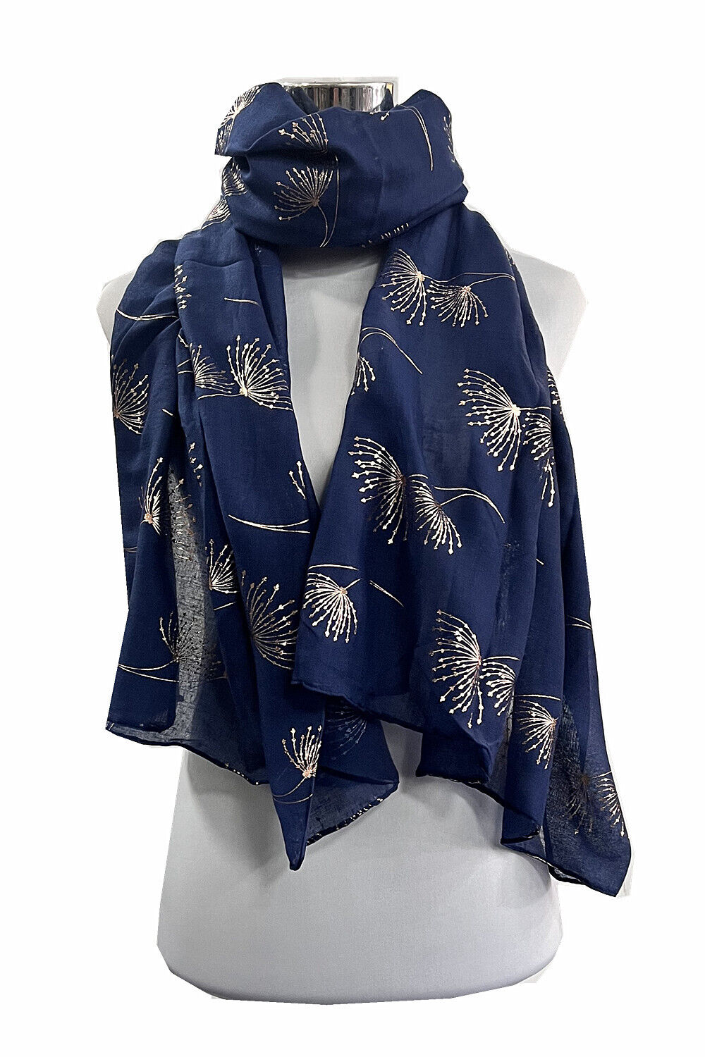 Foiled Rose Gold Dandelion Flower Print Scarf
