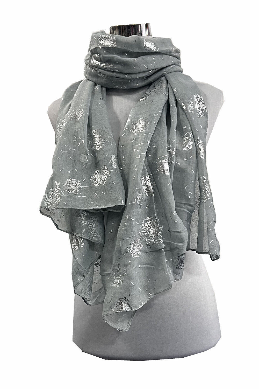 Silver Foil Dandelion Print Scarf