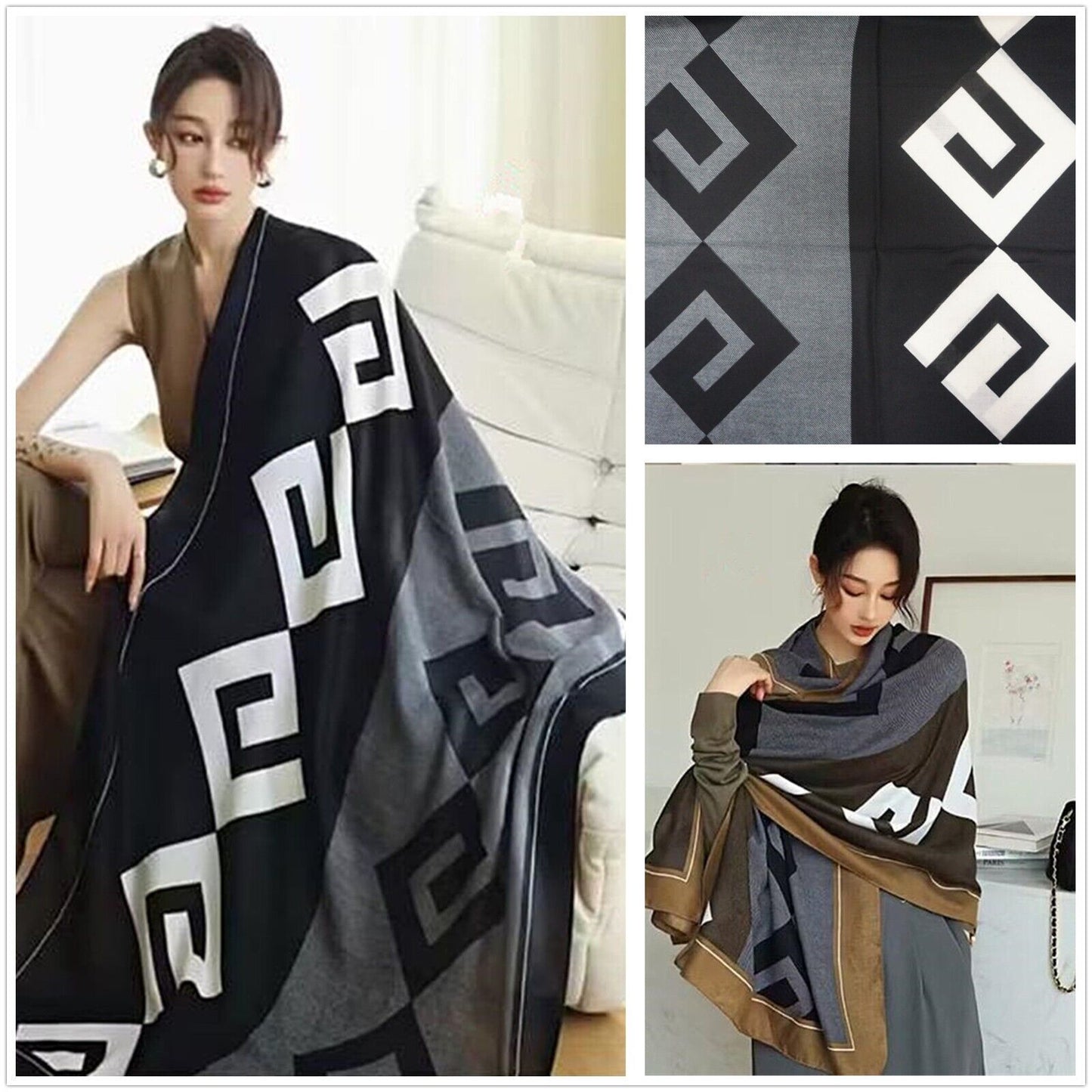 Women Cotton Scarf Winter Warm Neck Shawls