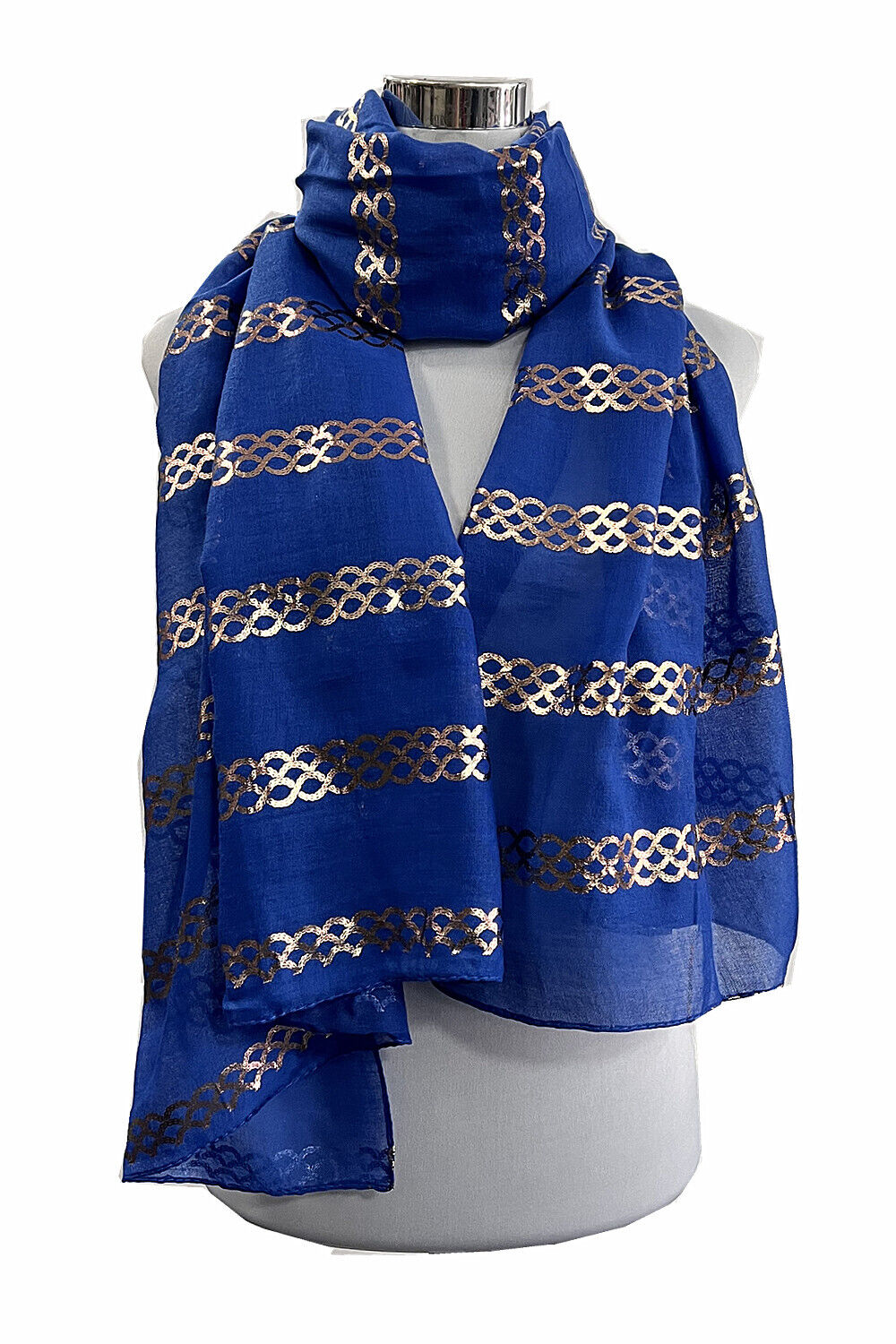 Foil Rose Gold Chain Lines Pattern Scarf