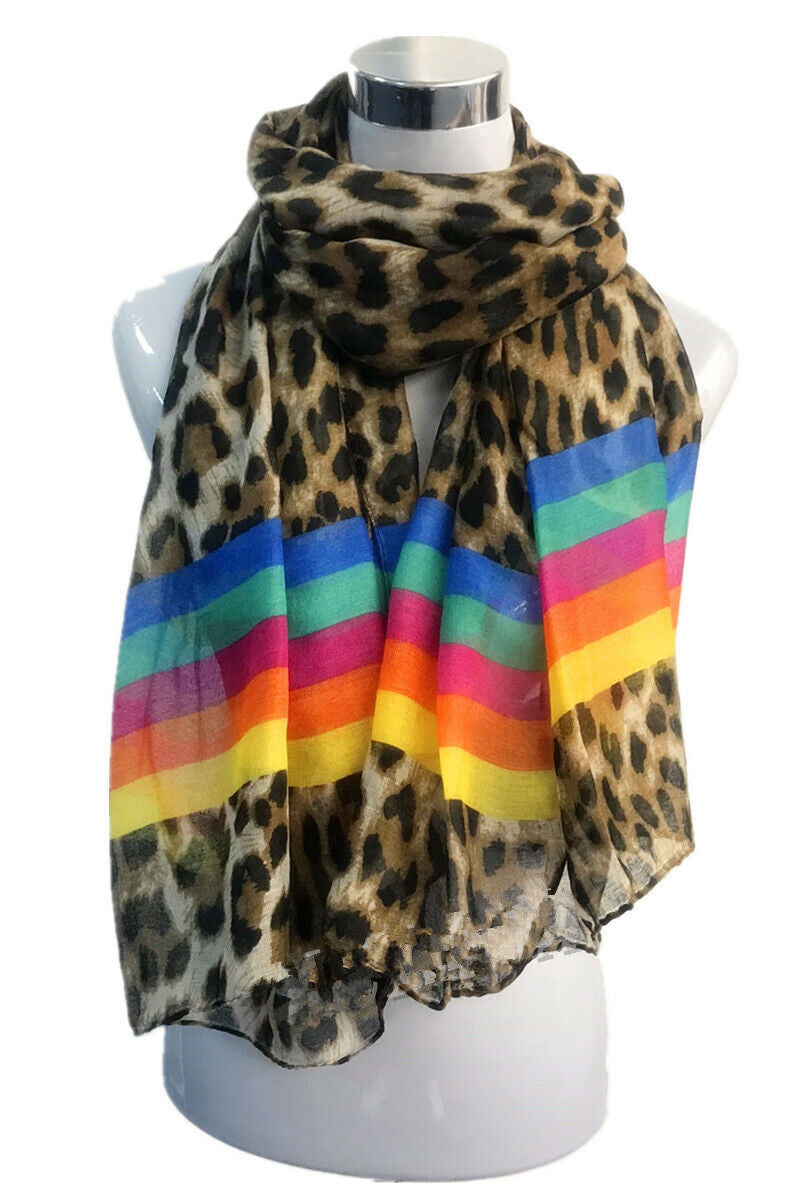 Colourful Leopard Print Scarf