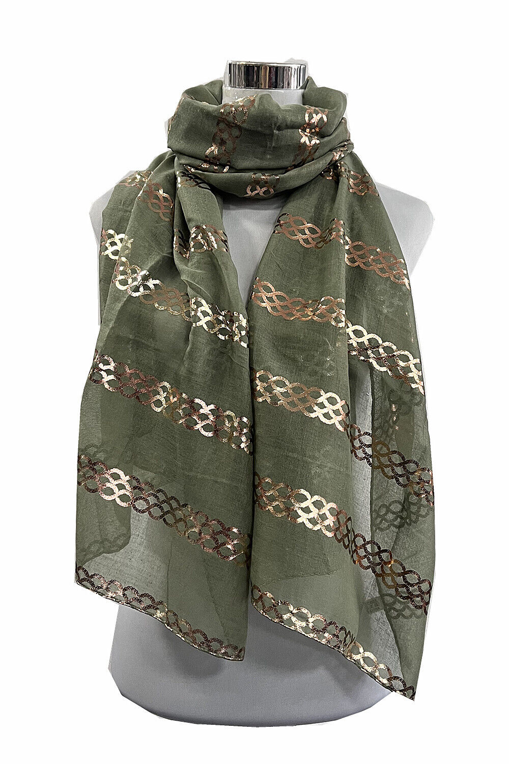 Foil Rose Gold Chain Lines Pattern Scarf