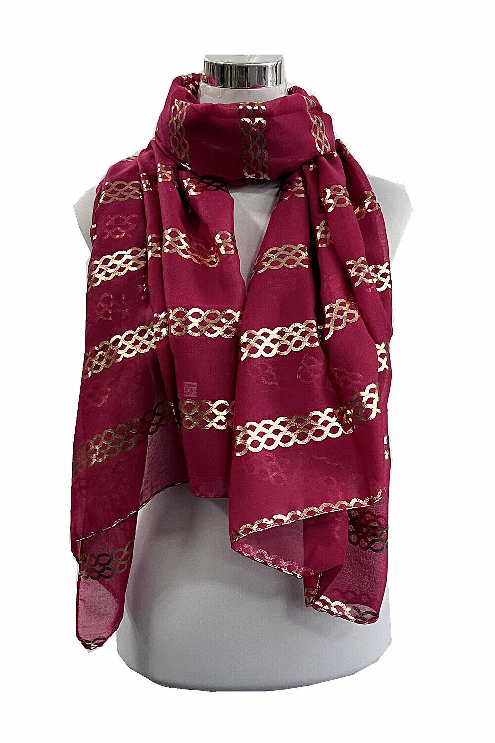 Foil Rose Gold Chain Lines Pattern Scarf