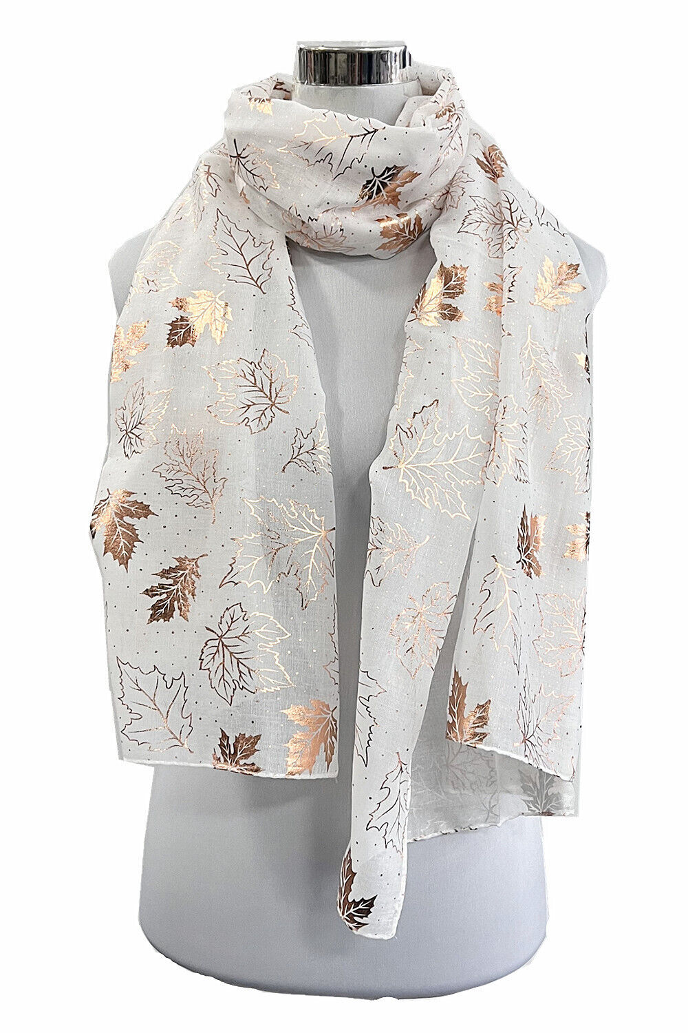 Foil Rose Gold Maple Leaf Pattern Scarf
