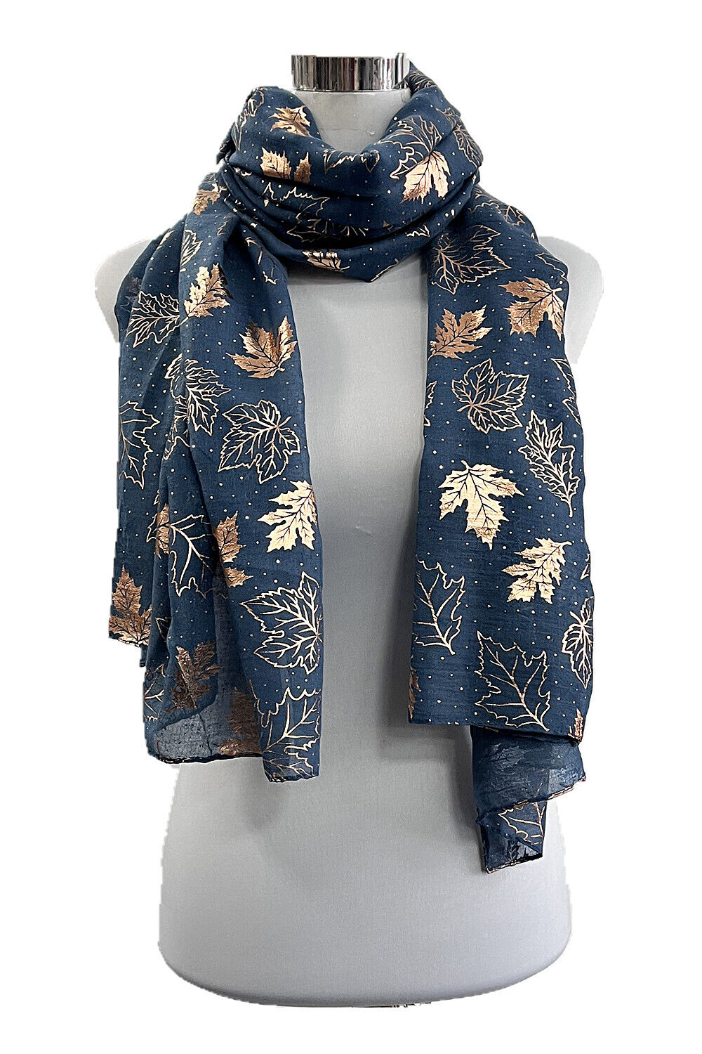Foil Rose Gold Maple Leaf Pattern Scarf