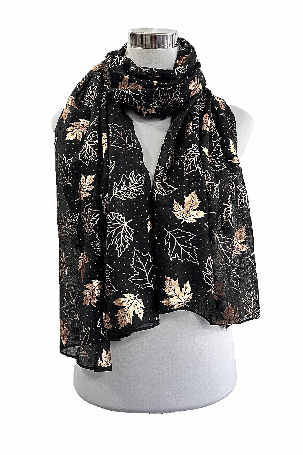 Foil Rose Gold Maple Leaf Pattern Scarf