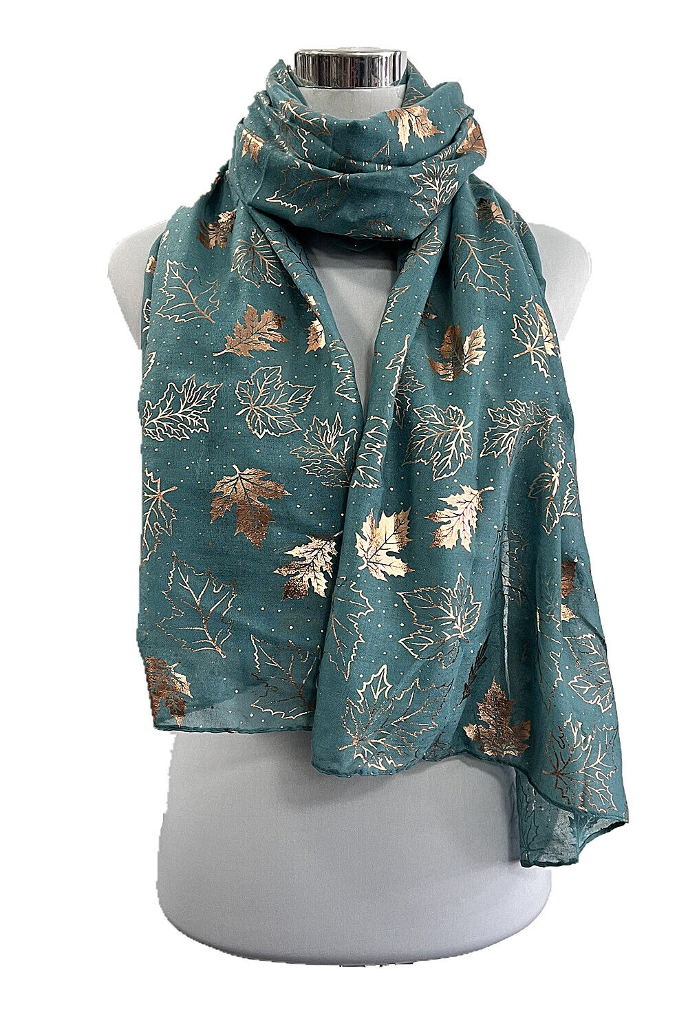 Foil Rose Gold Maple Leaf Pattern Scarf