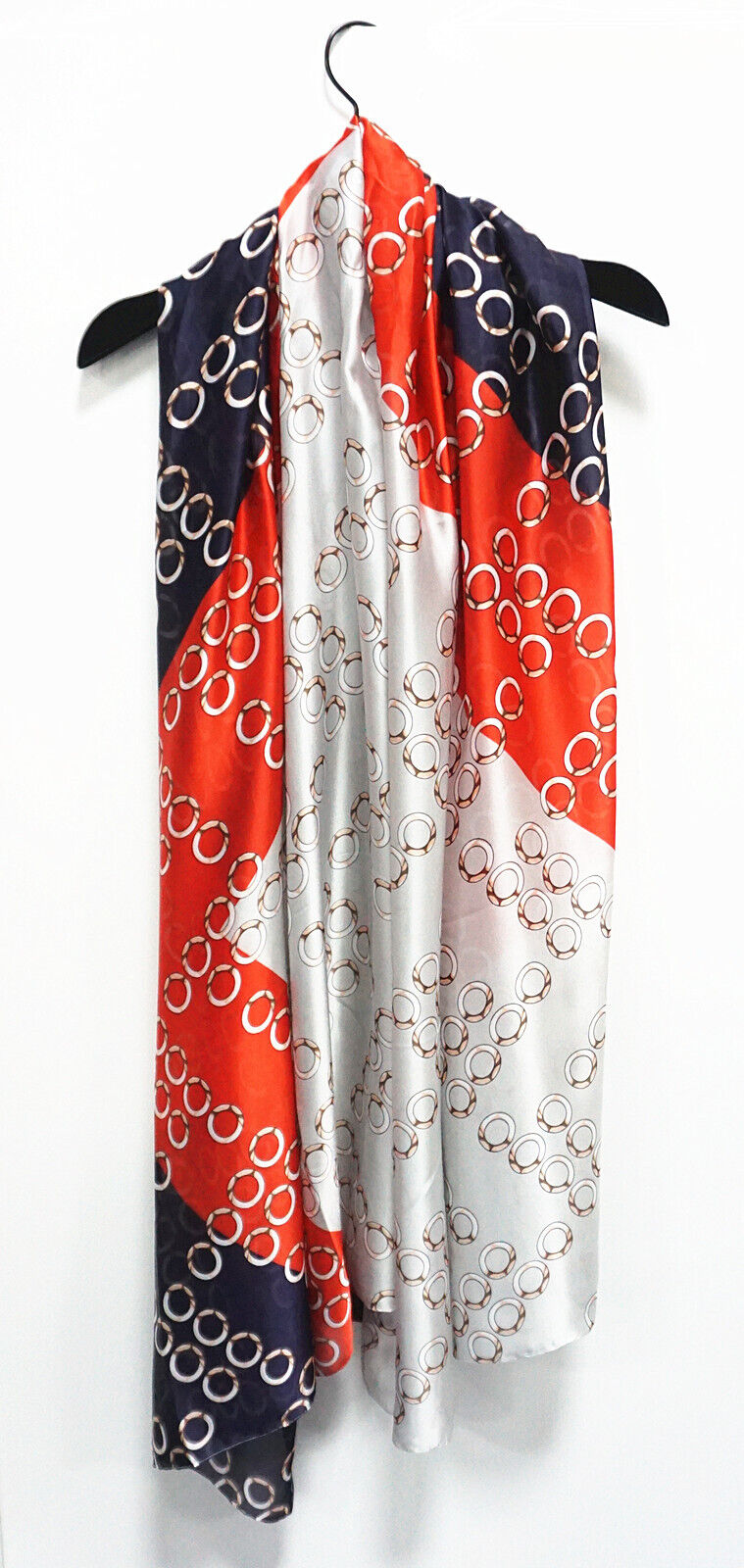 Silk Feel Scarf Classic Rings Pattern