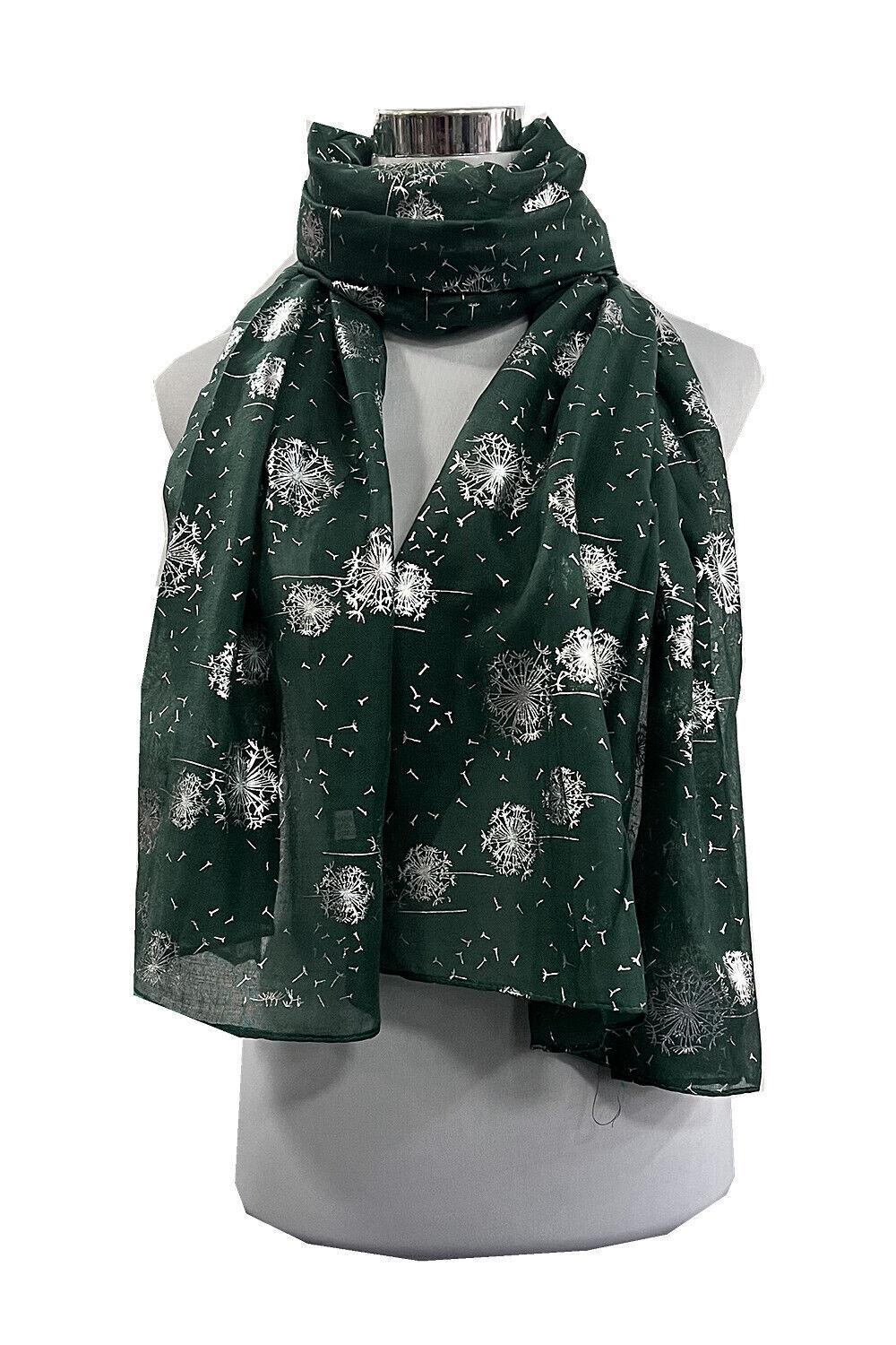 Silver Foil Dandelion Print Scarf
