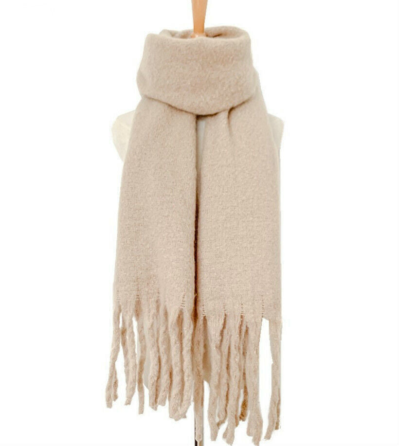 Fluffy Wool Shawl with Tassel