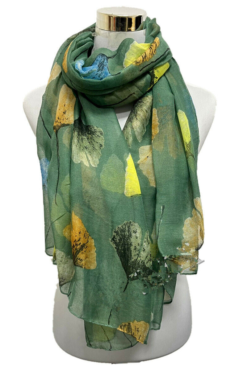 Ginkgo Leaf Print Scarf