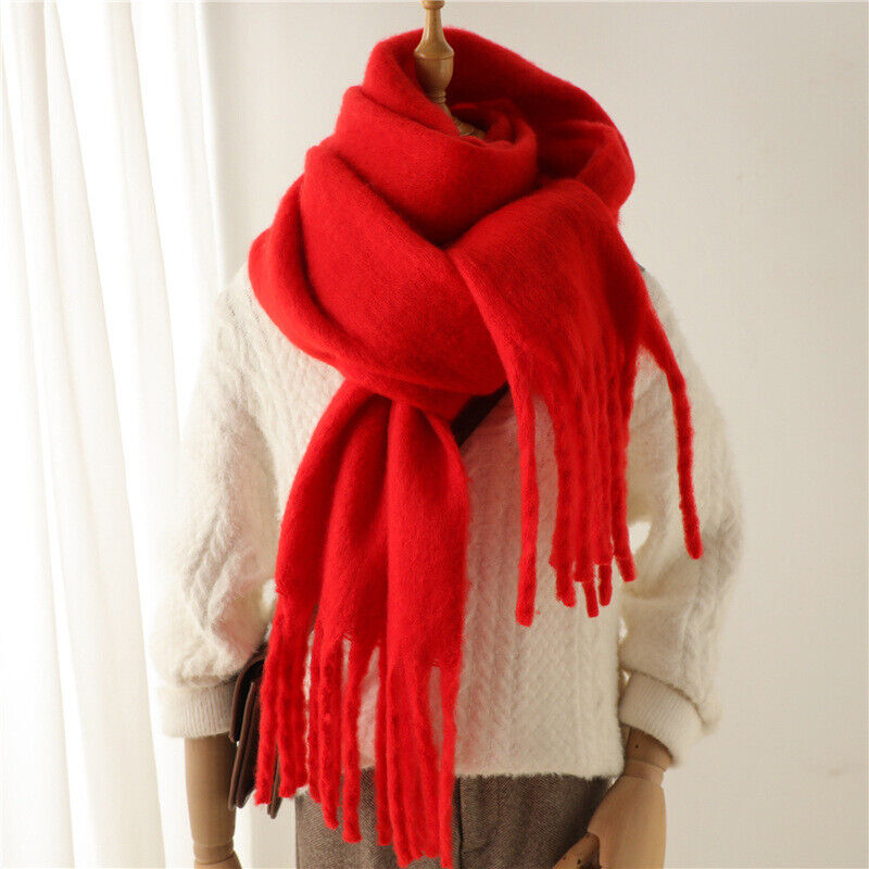 Fluffy Wool Shawl with Tassel
