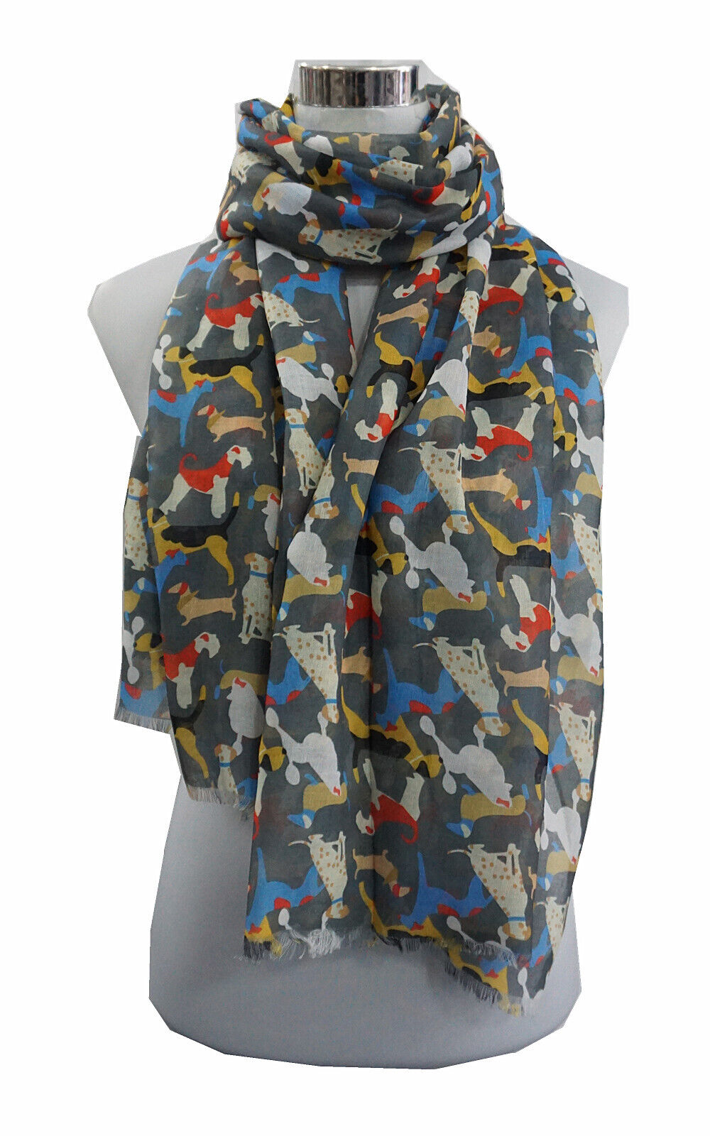 Super Soft Overlapping Dogs Multi Coloured Pattern Scarf