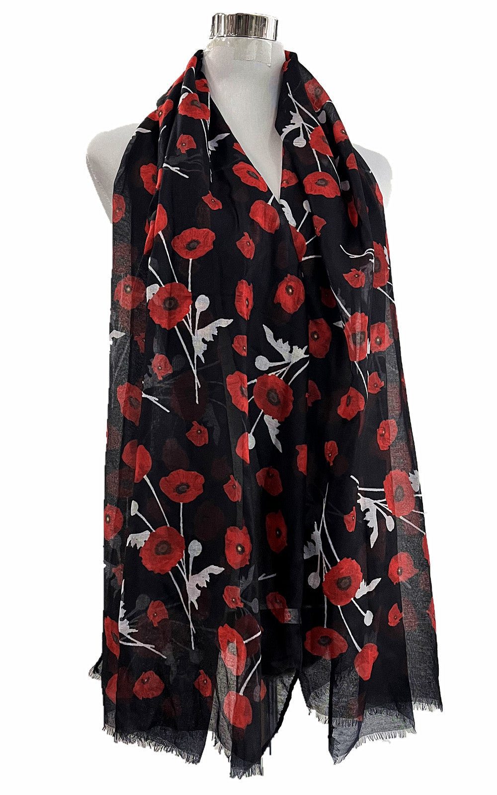 Super Soft Poppy Flower Print Pattern Scarf
