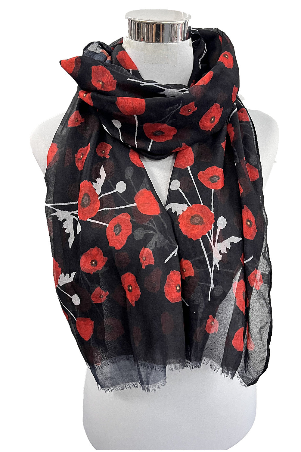 Super Soft Poppy Flower Print Pattern Scarf